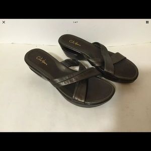 Cole Haan Open Toe Wedge leather size 10